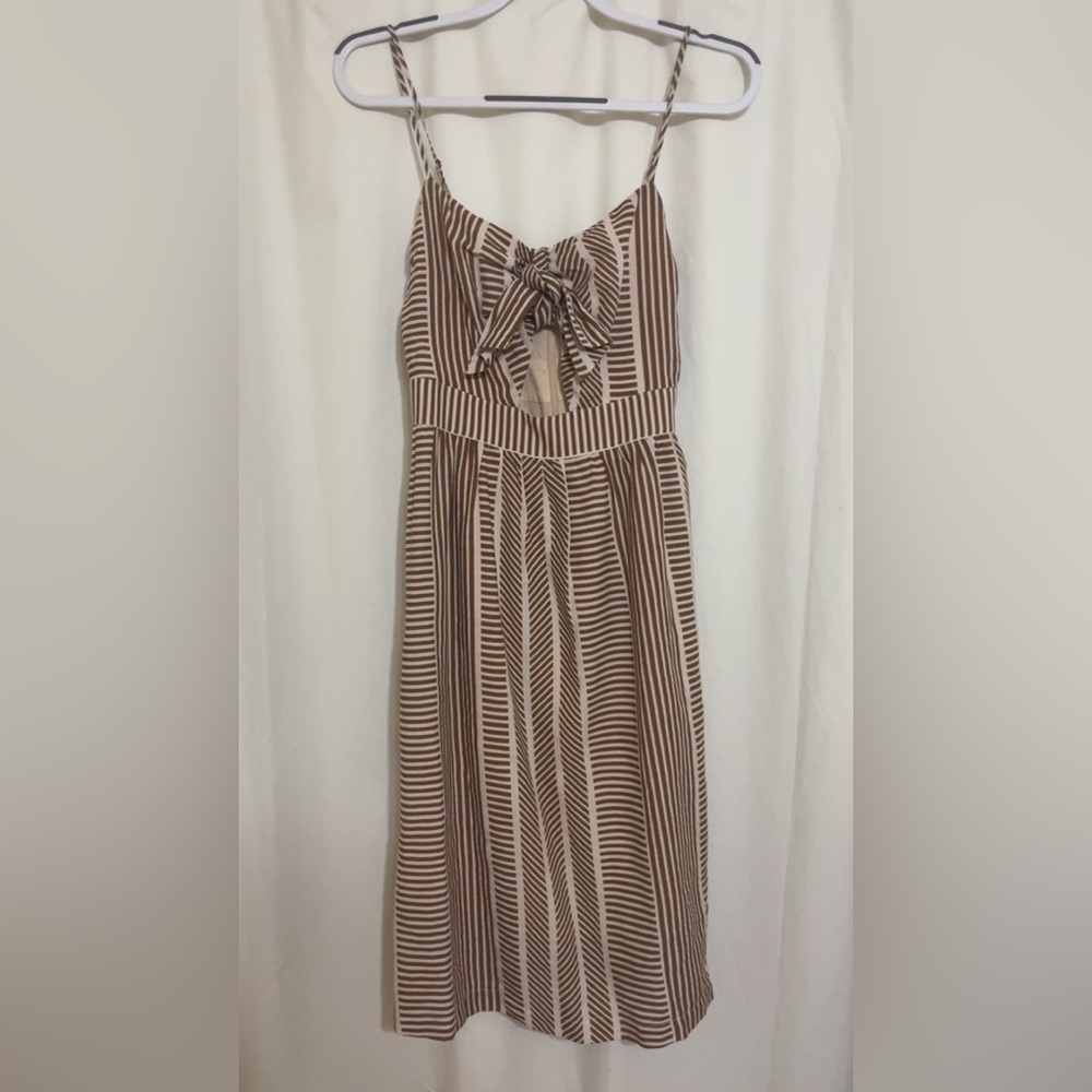 Striped Brown Sleeveless Dress